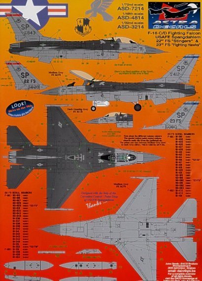Astra Decals ASD3203 F-16C/D Fighting Falcon USAFE 1/32