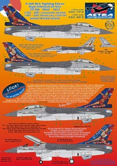 Astra Decals F-16A MLU 1/48 Aeronautica Olandese 323 Sqn