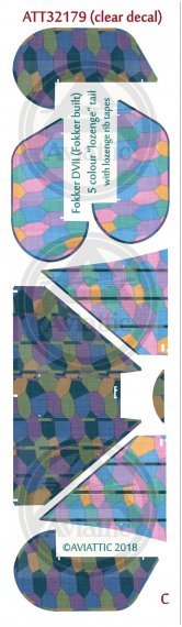 1/32 Fokker D.VII 5 colour lozenge tail with lozenge rib tapes