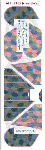 1/32 Fokker D.VII 4 colour lozenge tail with pink rib tapes