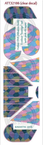 1/32 Fokker D.VII 5 colour lozenge tail with pink rib tapes