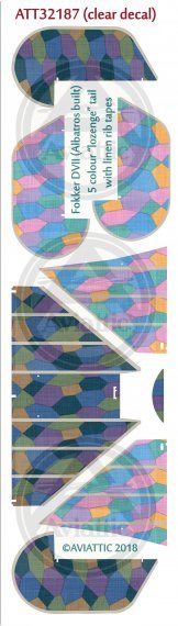 1/32 Fokker D.VII 5 colour lozenge tail with linen rib tapes