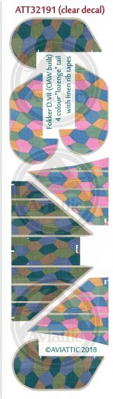 1/32 Fokker D.VII 4 colour lozenge tail with linen rib tapes