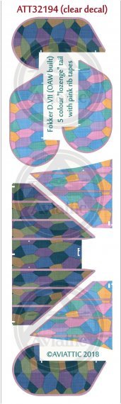 1/32 Fokker D.VII 5 colour lozenge tail with pink rib tapes