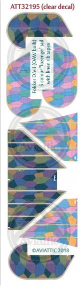 1/32 Fokker D.VII 5 colour lozenge tail with linen rib tapes