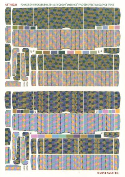 1/48 fokker dvii (Fokker built) 4 & 5 colour lozenge faded e