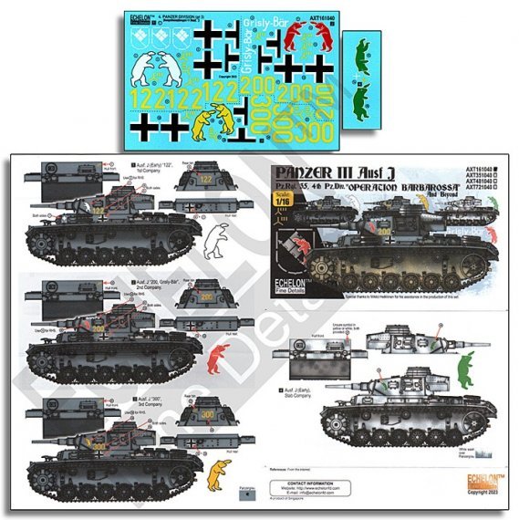 1/16 decals 4. Pz.Div. Pz.Kpfw.III Ausf.E, Ausf.F, Ausf.G & J