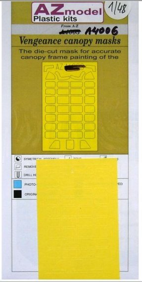 1/48 Vengeance  canopy die-cut masks