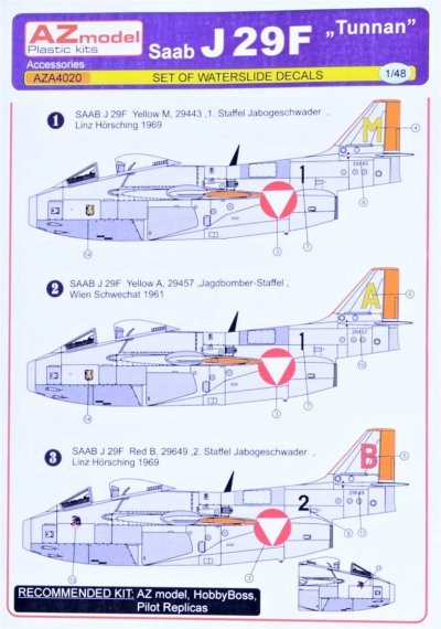 1/48 Decal set SAAB J29F Tunnan