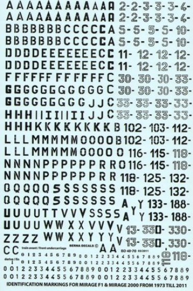 Berna Decals 1/48 Lettres & Chiffres Arm�e de l'Air