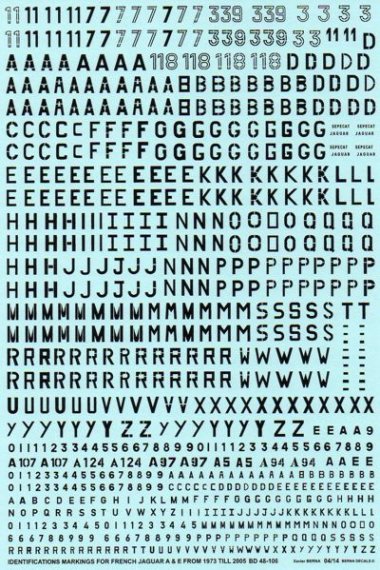 1/48 Identifications markings for French Sepecat Jaguar A & E