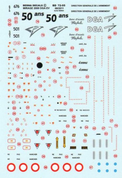 Berna Decals 1/72 Mirage 2000 DGA EV Essais en vol