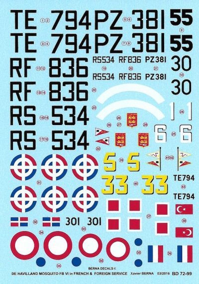 1/72 De Havilland Mosquito FB Mk VI in French & Foreign Service