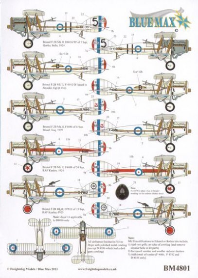 Blue Max Bristol Fighter F2B Mk.II Inter-War 1/48 D�cals