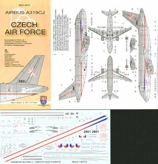 1/144 Airbus A319CJ Czech Air Force No 2801 Ceska Republika grey