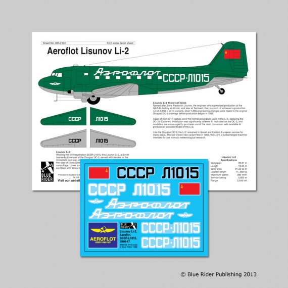 Blue Rider 1/72 D�cals Aeroflot Lisunov Li-2 1946-47