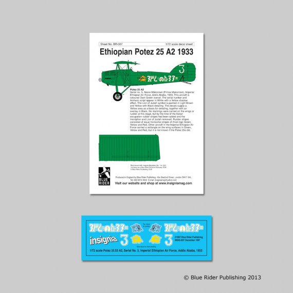 Blue Rider Potez 25A-2 �thiopien Addis Abeba 1933 1/72