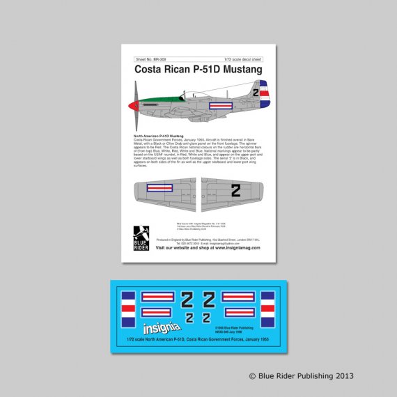 Blue Rider P-51D Mustang Costa Rica No 2 1855 1/72