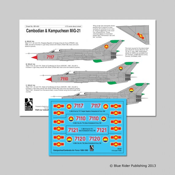 Blue Rider 1/72 Mikoyan MiG-21bis Kampuchea Decals