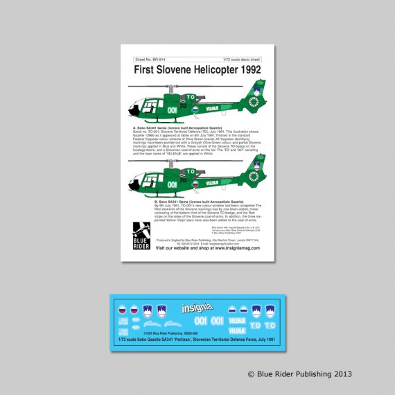 Blue Rider 1/72 Slowenischer Hubschrauber SA-341 Gazelle 1992