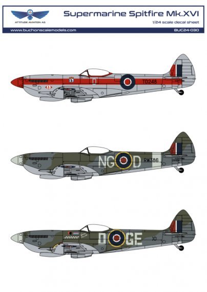 1/24 Supermarine Spitfire Mk.XVI decals for Airfix Mk.IXc