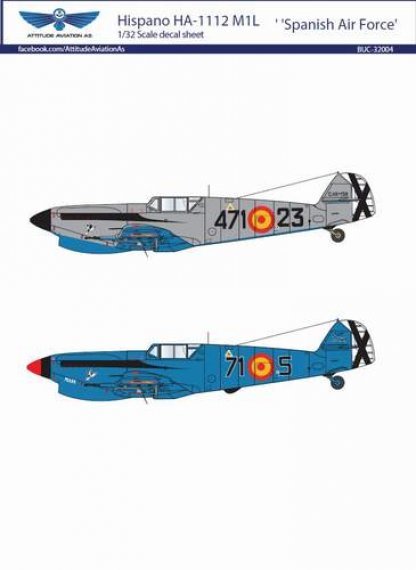 1/32 Hispano HA-1112M1L Buchon Spanish Air Force decal sheet