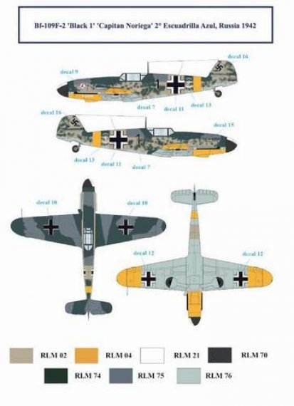 1/32 Messerschmitt Bf-109F Spanish Air Force decal sheet
