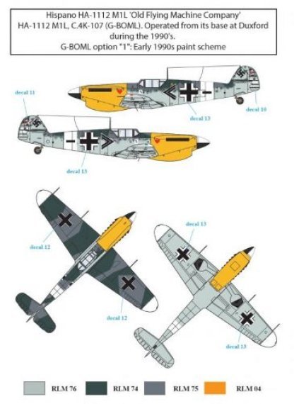 1/48 Messerschmitt Bf-109G-2/Bf-109G-10/HA-1112 decals