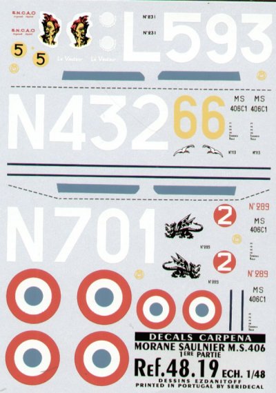 Colorado 1/48 Morane-Saulnier MS.406C1 Part 1 D�cals