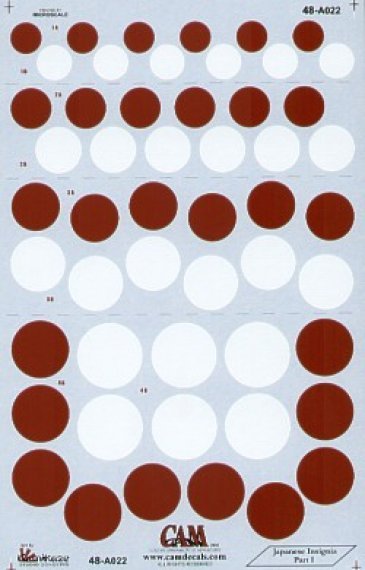 1/48 Japanese Hinomaru. Part 1. 4 sizes with or without white ou