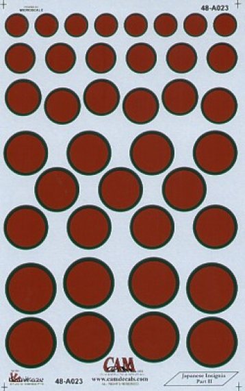 1/48 Japanese Hinomaru. 5 sizes with green outlines