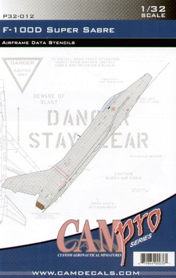 CAM PRO 1/32 F-100D Super Sabre Airframe Stencils Daten
