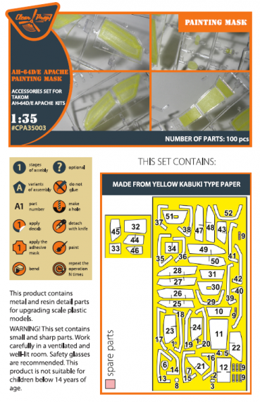 1/35 Boeing/Hughes AH-64D/E Apache painting mask
