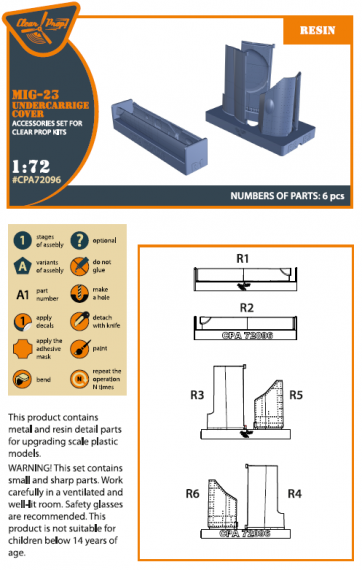 1/72 Mikoyan MiG-23 undercarriage covers for Clear Prop