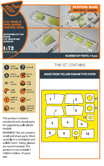 1/72 F-5F Tiger II canopy painting mask in & out for Italeri
