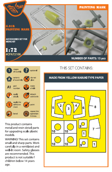 1/72 Fiat G.91R painting mask for Meng