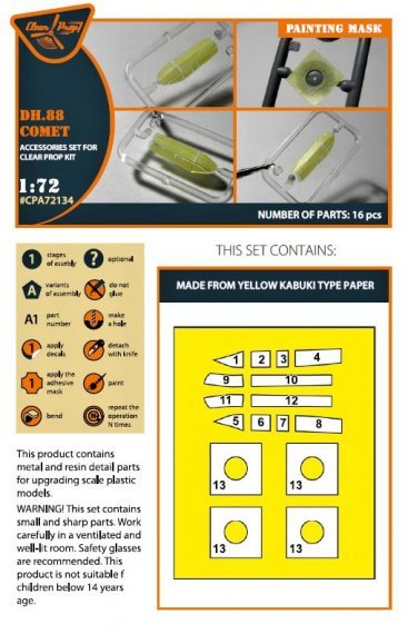 1/72 DH.88 Comet painting mask for Clear Prop