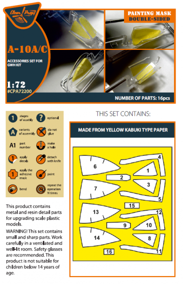 1/72 Fairchild A-10A/A-10C double-sided painting mask