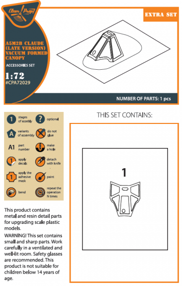 1/72 Mitsubishi A5M2b Claude vacuum formed canopy