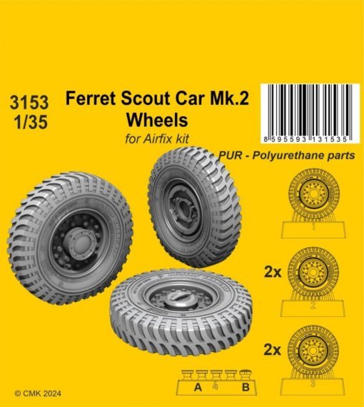 1/35 Ferret Scout Car Mk.2 Wheels for Airfix