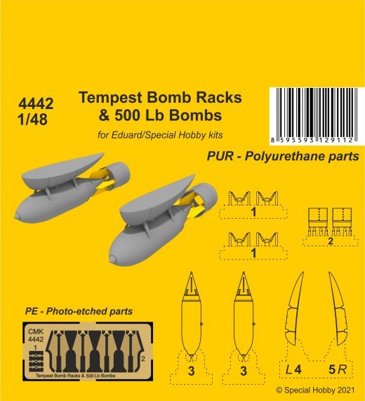1/48 Tempest Bomb Racks & 500 lb. Bombs