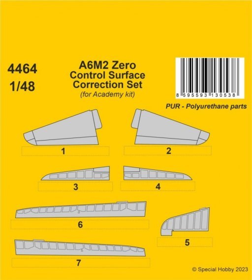 1/48 A6M2 Zero Control Surface Correction Set