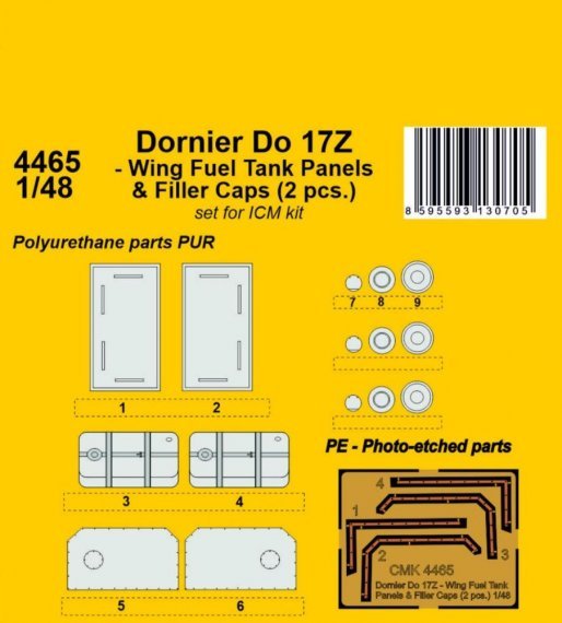 1/48 Dornier Do 17Z Wing Fuel Tank Panels x2