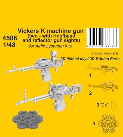 1/48 Vickers K machine gun for Lysander for Airfix