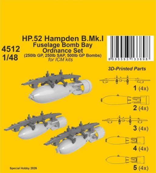 CMK 1/48 HP.52 Hampden B.Mk.I Set Soute � Bombes Fuselage
