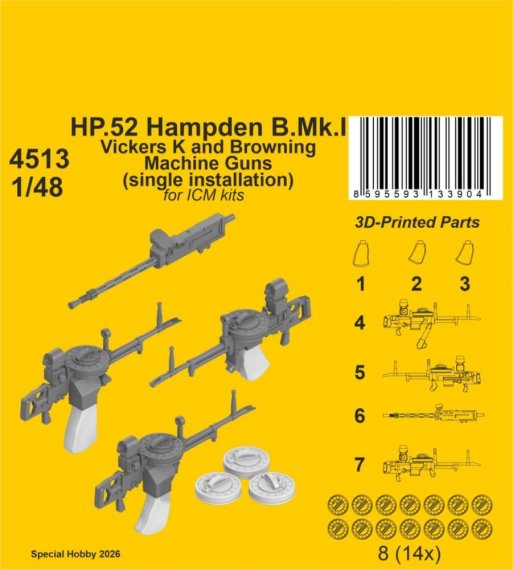 CMK 1/48 HP.52 Hampden B.Mk.I Vickers K & Browning MGs