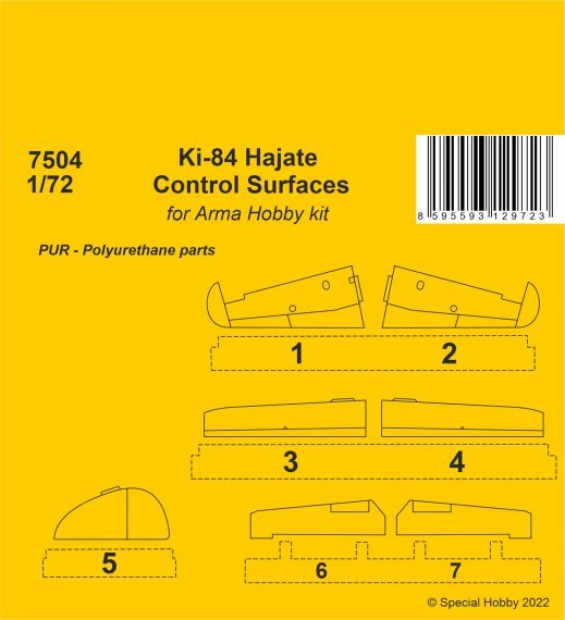 1/72 Ki-84 Hayate Control Surfaces