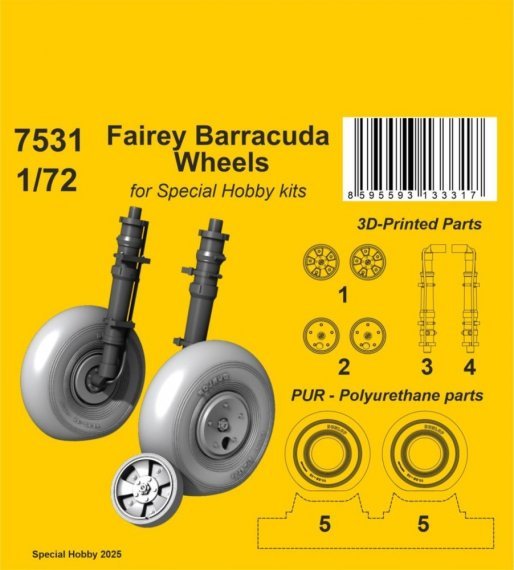 1/72 Fairey Barracuda wheels for Special Hobby