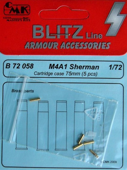 1/72 M4A1 Sherman Cartridge case 75 mm (5 pcs.)