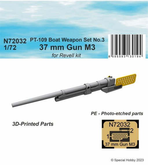 1/72 PT-109 Boat Weapon Set 37mm Gun M3